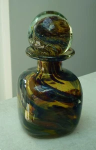 VINTAGE MDINA GLASS PERFUME BOTTLE WITH ORIGINAL STOPPER MINT TORTOISE SHELL - Picture 1 of 5