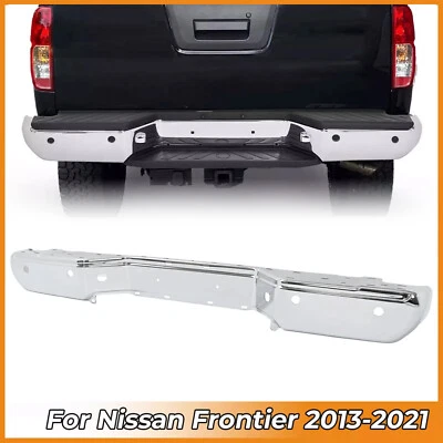 Barra frontal de parachoques trasero con orificio sensor acero cromado para Nissan Frontier 05-21 Foto 1 de 4