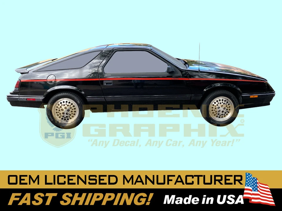 Kit gráfico de decalque listra superior Chrysler Laser Lazer (XE Turbo) 1984 1985 - Imagem 1 de 1