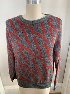 Vintage Genuine Mareh Houston Sweater Unisex Adult Large Red And Gray Zig Zag - Picture 1 of 4
