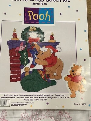 Disney Winnie The Pooh Kit Punto de Cruz Contado Santa Pooh Nuevo Navidad #34012 Foto 1 de 3