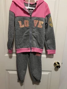 LOVE FROM THE HEART 2 PIECE PINK/GRAY JACKET/PANTS SET SIZE 6X NWT - Picture 1 of 12