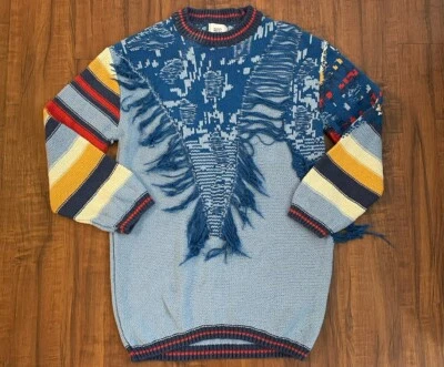 Suéter pulôver abstrato Urban Outfitters BDG Marlon azul emendado feminino P/M - Imagem 1 de 4