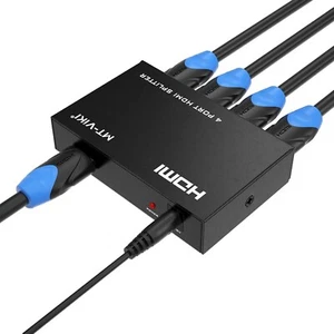 4K HDMI Splitter 1 in 4 Out Gleichzeitig 4 Monitore Mirror HDMI Verteiler 1x4 - Bild 1 von 18