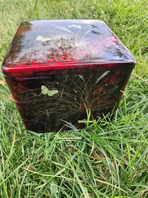 Bento Box Japanese Stack Lunch Container 3 Tier Black Red Butterfly Wheat Japan - Image 1 of 4