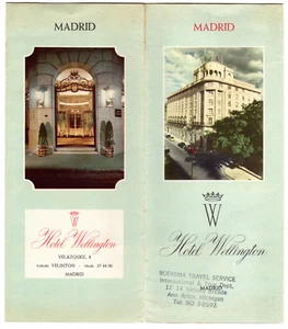 Vintage Circa 1950's "Hotel Wellington Madrid" Travel Brochure,Map! - Picture 1 of 1
