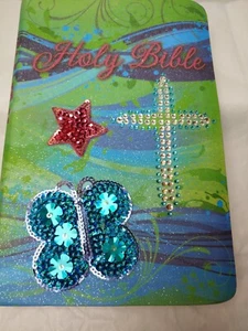 Holy Bible I C BThomas Nelson (shiny sequins Special 9"x 6" Flexcover Teal KJ. - Picture 1 of 24