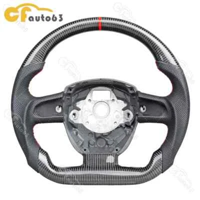 Руль из настоящего углеродного волокна черная кожа для 2008-2010 Audi A4 A5 S4 Q7 A3 - Изображение 1 из 4