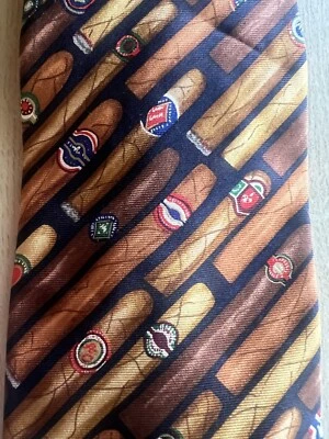 VTG Necktie Alynn "What this Country Needs…Cigar” 100% Silk USA Father’s Day Foto 1 de 4