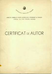 Romania, 1966, Vintage Patent / Invention Certificate - RSR - Picture 1 of 3