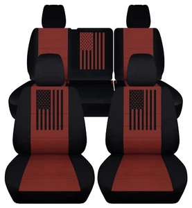 Fundas de asiento de auto delanteras y traseras para Jeep Wrangler 2007 a 2017 negro granate - Imagen 1 de 1