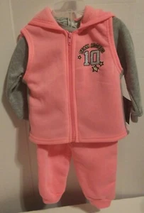 Diva 3 piezas Conjunto Rosa Equipo Adorbs 10 - Sudadera Pantalones Chaleco con Capucha 12 Meses - Imagen 1 de 4