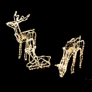 LED Set of 3 Moving Head Reindeer Family Rope Light Christmas Yard Decoration 3D - Picture 1 of 2