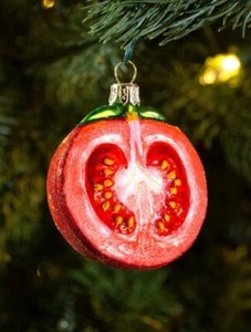 Anthropologie Half Tomato Ornament New Hand Blown Glass Rare Discontinued - Picture 1 of 8