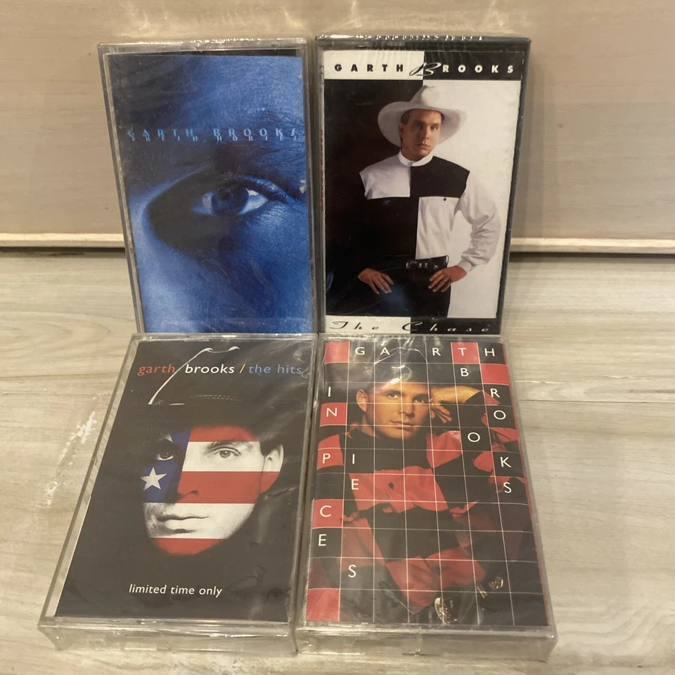 GARTH BROOKS 4 Brand New Sealed Cassette Lot Fresh Horses The Chase Hits Pieces - Image 1 of 4