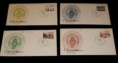 Cubierta vintage, LOTE DE 4 CANADÁ, FDC, 1974, OTTAWA, ON, escenas de invierno de Navidad Foto 1 de 4