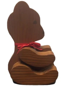 Brauner Teddybär aus Holz mit künstlichen Gelenken 8 Zoll hoch Regal Sitter Kinderzimmer Handarbeit - Bild 1 von 9