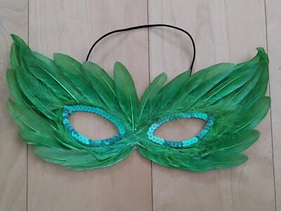 Green Feather Eye Mask masquerade mardi gras Foto 1 de 3