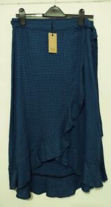 Women's BNWT HUSH "Zuri" Houndstooth Wrap Skirt. UK 14. Blue/Black