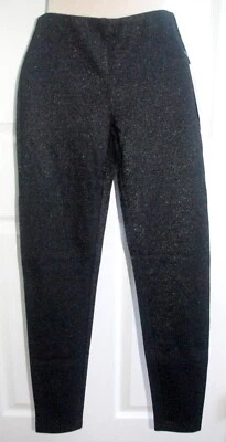 NWT Nanette Lepore Very Black & Silver Comfort Waist Stretch Knit Leggings Sz XS - Image 1 of 4