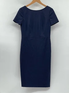 Theory Dress Varetta Sheath Women Size 6 Navy Blue Short Sleeve Pencil Suit Wool - Picture 1 of 11