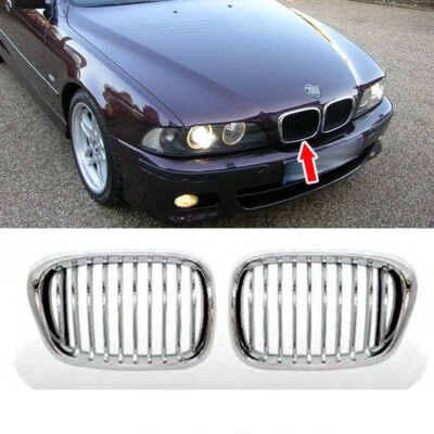 Front Kidney Grille P Look Chrome + Black 1997-2003 Fits For BMW 530i E39 Sedan - Image 1 of 4