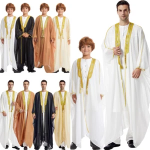 Muslim Men Boy Jubba Thobe Kimono Djellaba Dishdasha Thoub Arab Abaya Robe Dress - Picture 1 of 91
