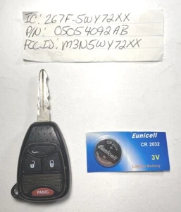 Transmisor FOB M3N5WY72XX 05054092AB de entrada remota sin llave Chrysler Dodge fabricante de equipos originales 05054092AB - Imagen 1 de 9