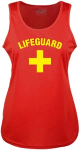 Gildan Lifeguard Logo Damen Tanktop Shirt Sommer, Rot/Gelb, M - Picture 1 of 1