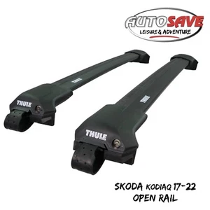 Thule WingBar Edge Black Roof Bars Skoda Kodiaq 17-22 Open Rails Aluminium Aero - Picture 1 of 1