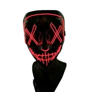 Schwarze LED Maske Vendetta Anonymous Hacker Unisex Kostüm Batterien nicht enthalten - Bild 1 von 4