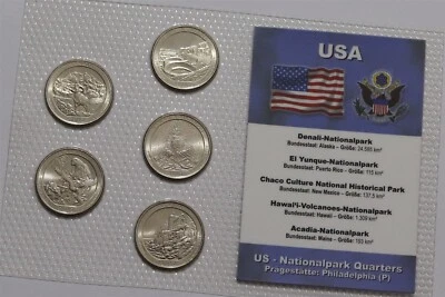🧭 🇺🇸 USA NATIONALPARK QUARTERS SEALED MINT SET B79 #808 - Image 1 of 2