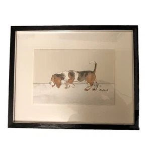 Gracie Tapner Water Color Bassett Hound Framed Print Wall Art British Artist Dog - Picture 1 of 5