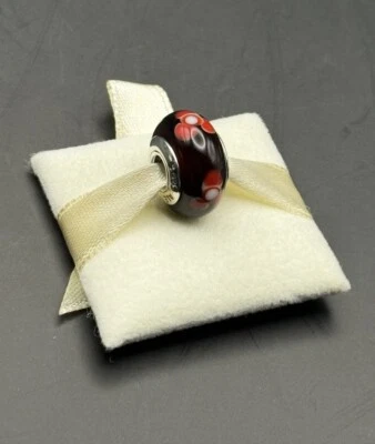 Pandora Flower 3 Petals Red Murano Glass Charm S925 ALE + Box 790646 - Image 1 of 4