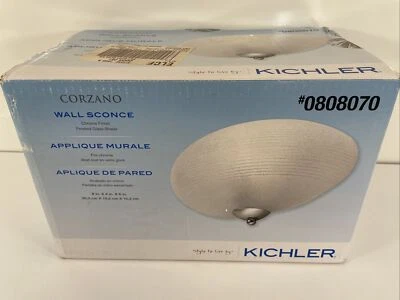 2 X Aplique de pared cromado Kichler Corzano 10" pulgadas 1 luz pantalla de vidrio esmerilado Foto 1 de 4