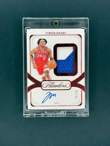 Tyrese Maxey 2023 Panini Flawless Vertical Patch Auto Ruby /15 76ers - Picture 1 of 2