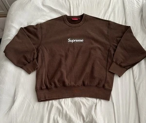 Supreme Washed Box Logo Crewneck Sweatshirt Brown SS25 - Picture 1 of 9