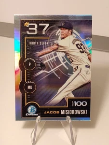 2025 Bowman - Bowman Scouts Top 100 Chrome Jacob Misiorowski #BTP-37 (RC) - Picture 1 of 4