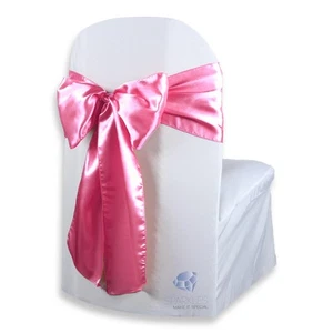20 Stck. Satin Stuhlhusse Schleife Schärpe 108"x8" - Hot Pink - Hochzeit Party Bankett tc - Bild 1 von 5