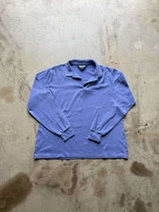 Vtg 90s Lands End Long Sleeve Cotton Polo Shirt Women’s Large Purple Solid Blank - Picture 1 of 10