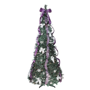 Northlight 6' Purple Silver Pop-Up Artificial Christmas Tree - Clear Lights - Picture 1 of 4