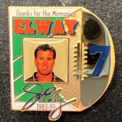 DEN-BRONCOS TEAM NFL.  PIN JOHN ELWAY #7 "GRACIAS POR LOS RECUERDOS" 1983-99 Foto 1 de 4