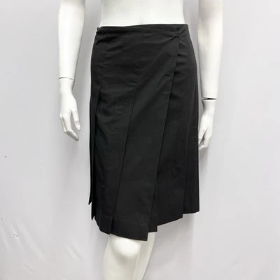 Jil Sander Pleated Wrap Skirt Black Stretch Cotton Size 34 - Image 1 of 4
