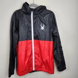 Chaqueta cortavientos SPYDER para hombre M roja negra bloque de color al aire libre cremallera completa con capucha - Imagen 1 de 12