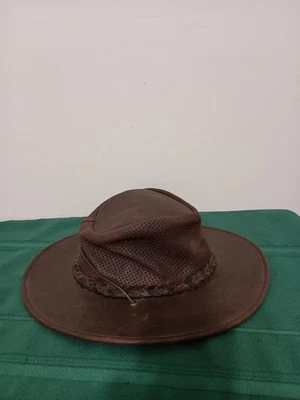 Sombrero Plegable Minnetonka Cuero Genuino Marrón Indiana Jones Estilo Talla Mediana Foto 1 de 4