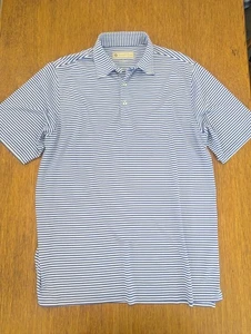 Donald Ross Golf Polo Mens Size Large White Blue Stripes - Picture 1 of 15