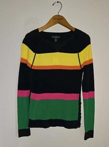 NWT Lauren Jeans Co Color Block Waffle Knit Sweater XS Long Sleeves -Side Ties - Picture 1 of 7