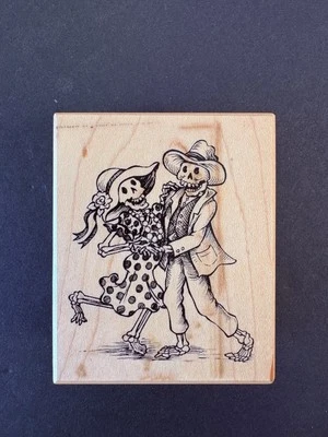 PSX Esqueleto Pareja Bailando Divertido Raro Sello de Goma F-2741 Día de los Muertos Foto 1 de 4