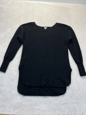 Halogen Sweater Pullover Women M Black Cashmere Knit Stretch Side Slit - Image 1 of 4
