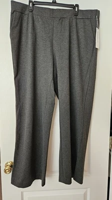 Liz Claiborne Women's Pull On Pants 1X Straight Leg Heather Gray Pockets NWT  - Image 1 of 4